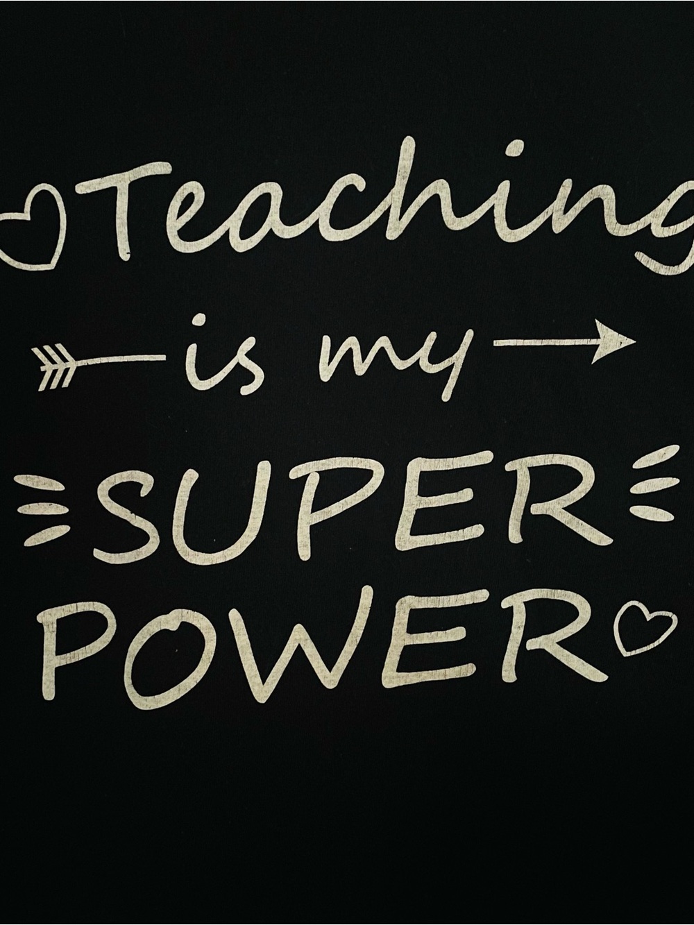 Gildan Black Tee with White "Teaching is My SUPER POWER" Graphic